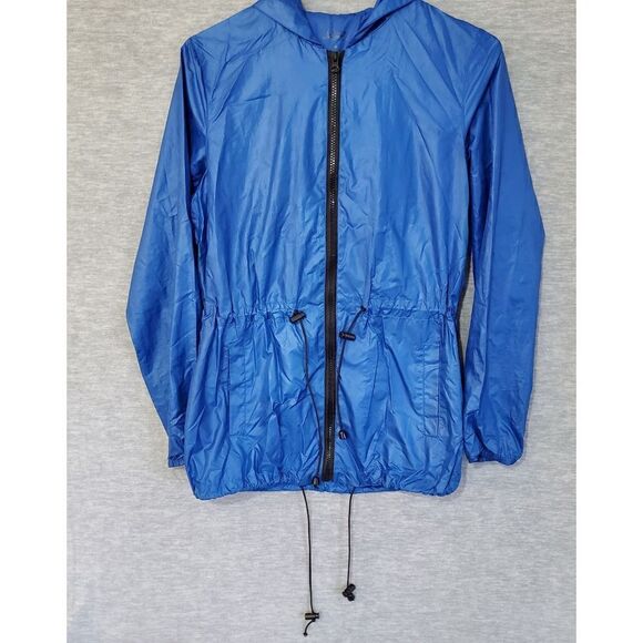 City Streets Jackets & Blazers - City Streets Jacket Womens XS Blue Rain Lightweight Bungee Full Zip